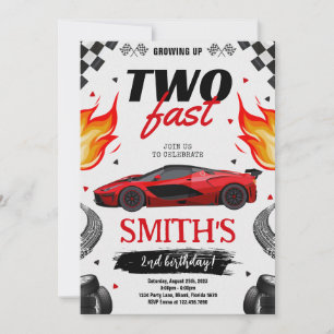 Convite Crescendo Dois Carro Race-Boy Aniversário
