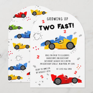 Convite Crescendo Muito Rápido Corrida de Carros de Aniver