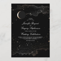 Crescent Moon and Night Stars Modern Weds