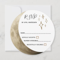 Crescent Moon & Gold Stars Casamento RSVP