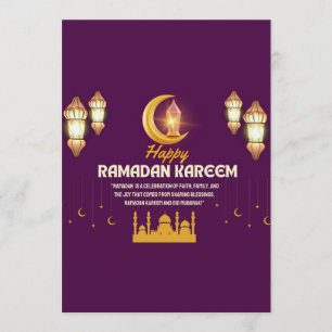 Convite Crescente Dourado Elegante Saudação de Ramadan Mub