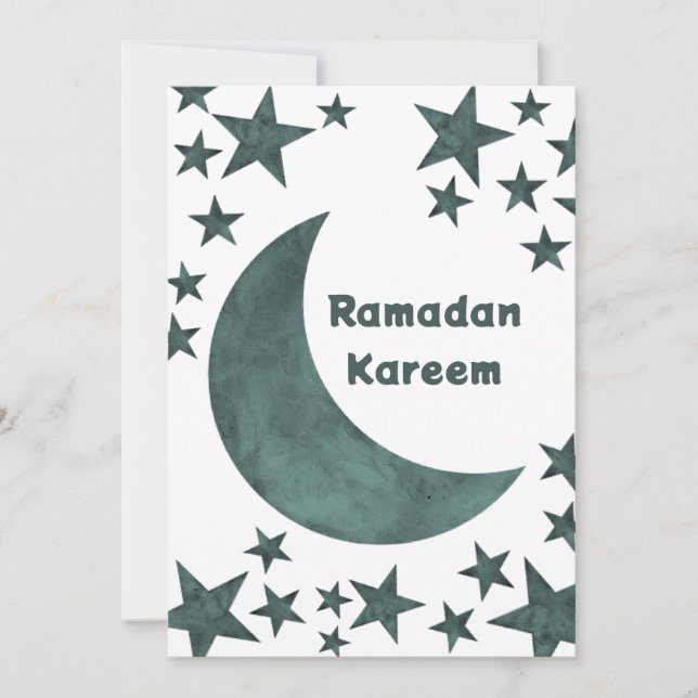 Convite Crescente Ramadã Kareem estrelas mubarak islâmicas (Frente)