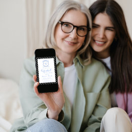 Convite Crest de Monograma Azul Wedgwood Grandmillenial