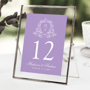 Convite Crest Floral Elegante Número de Mesa de Casamento 