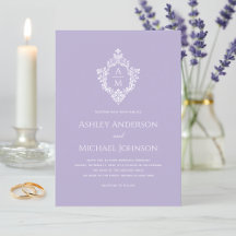 Crest Lavanda Monograma Formal de Casamento Elegan