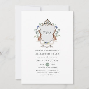 Convite Crest Monograma de Noiva Casamento Floresta Aquare