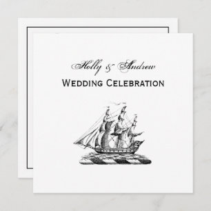 Convite Crest Náutico do Clipper Heráldico Vintage