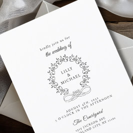 Convite Crest Real Elegante Casamento