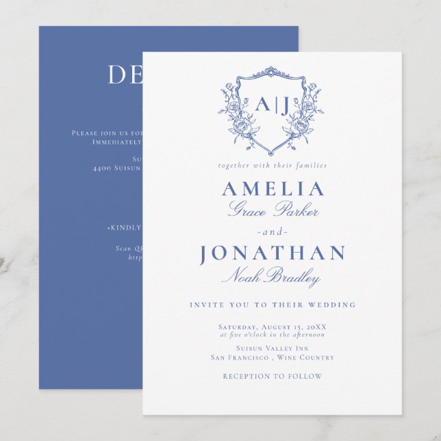 Convite Crestã de Casamento Vitoriano (Frente/Verso)
