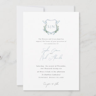 Convite Crestão de Monograma Floral Moderno para Casamento