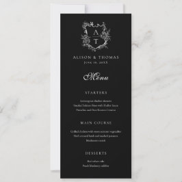 Convite Crestas Florais Monograma Cardápio de Casamento Fl