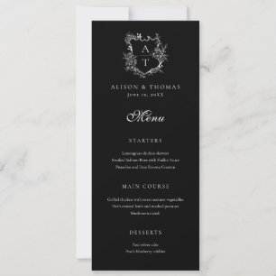Convite Crestas Florais Monograma Cardápio de Casamento Fl
