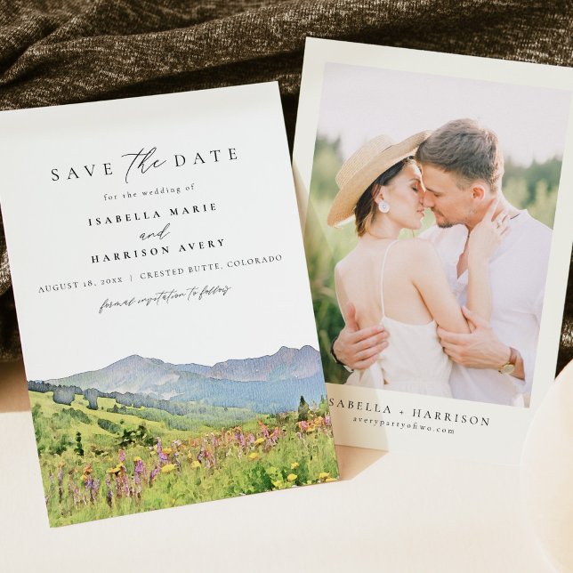 Convite Crested Butte Colorado Skyline Salve a Data (Criador carregado)