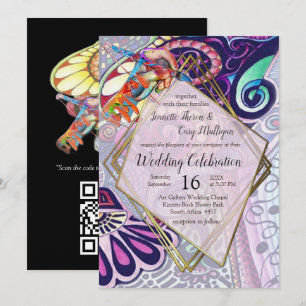 Convite Criação de Doodle de Artista Azul Alegre para Fest