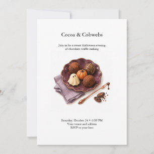 Convite Criação de Trufas de Halloween com Cocoa e Cobwebs