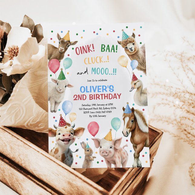 Convite Criações de Meninos Animais de Barnyard Festa de a (Criador carregado)