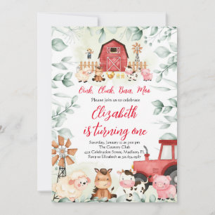 Convite Criações verdes Animais do Barnyard Red Boy Aniver