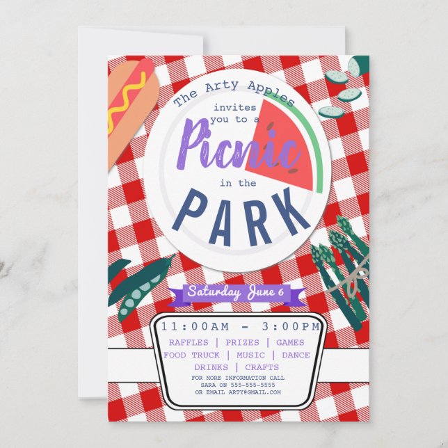 Convite Criador de fundos piquenique de beneficência Anive (Frente)