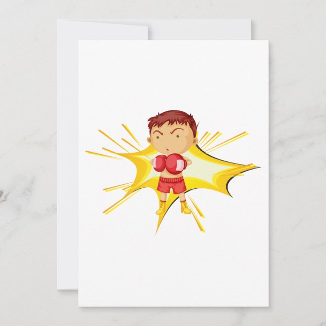 Convite Criança Boxer em Luvas Vermelhas e Curtos (Frente)