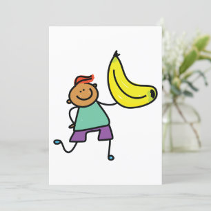 Convite Criança Brincalhona Segurando Banana Amarela Grand
