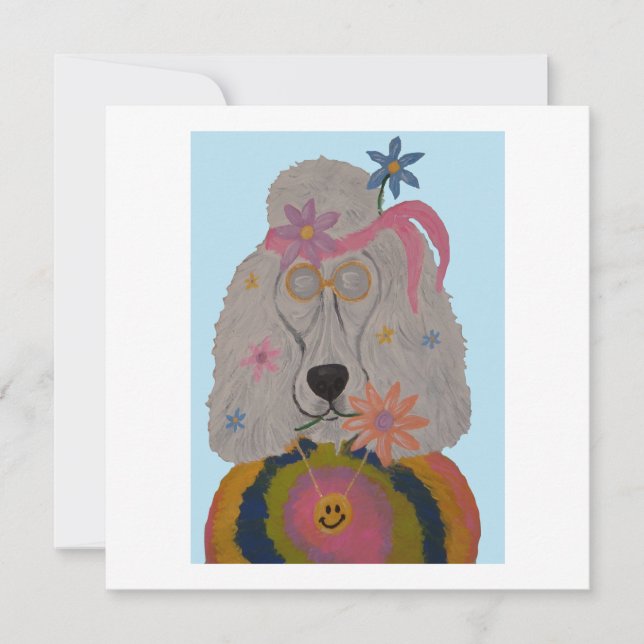 Convite Criança Flor Poodle Hippie (Frente)