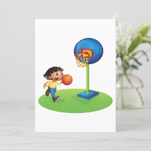 Convite Criança Jogando Basquete com Aro Diversão Esportes