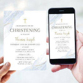 Convite Criança Moderna Convidando Menino Baptism Christen