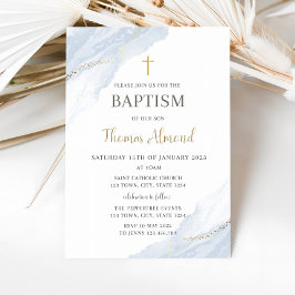Convite Criança Moderna Convidando Menino Baptism Christen