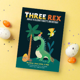 Convite Crianças 3 Rex do Dinossaur Convidados para a Terc