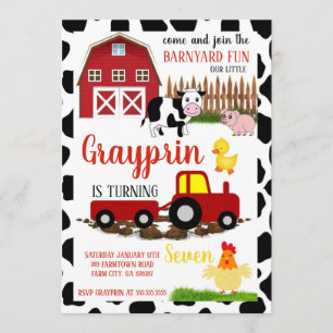 Convite Crianças Aniversário de Barnyard Meninos ou rapari