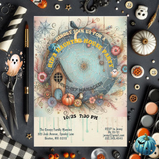 Convite Crianças Assombradas Festa de Casa Pastel Se Diver