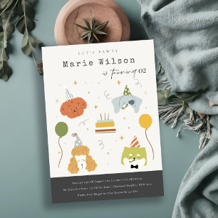 Convite Crianças Bonitas Cachorros Pawty Puppy Qualquer Id