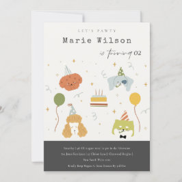 Convite Crianças Bonitas Festejam Cães De Papoila Qualquer