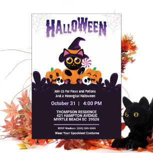 Convite Crianças Bonitas Paisagem Poção Festa de Halloween