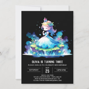 Convite Crianças bonitas Princesa Aniversário