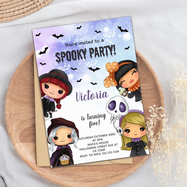 Convite Crianças: Convidações de Aniversário do Dia das Br (Kids Halloween Birthday Invitations)