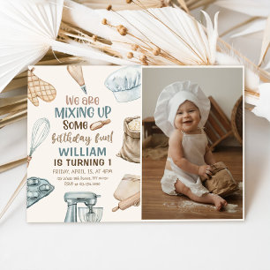 Convite Crianças Cozinhar de Festa Baking Foto de Aniversá