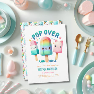 Convite Crianças de aniversário do Sorvete de Pop de gelo