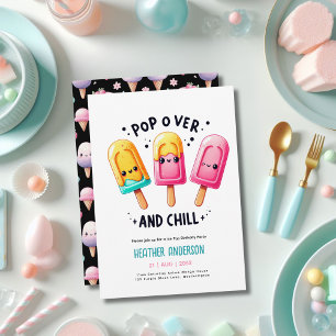 Convite Crianças de aniversário do Sorvete de Pop de gelo