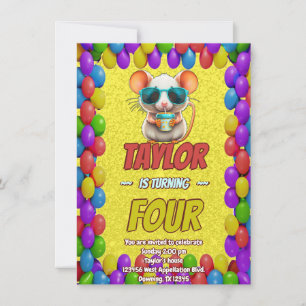 Convite Crianças de Aniversário Personalizadas do Rato