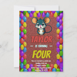 Convite Crianças de Aniversário Personalizadas do Rato