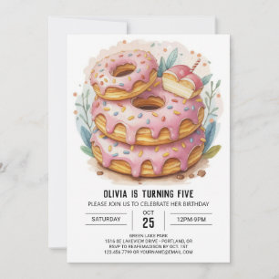 Convite Crianças de Aquarela Rosquinhas Aniversário