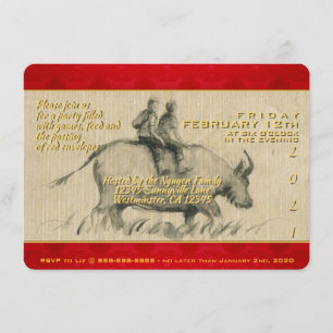 Convite Crianças de Buffalo Chinês Ox Ano 2021 PhInv