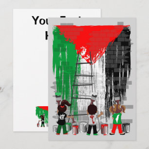 Convite Crianças de Gaza Pintando a Bandeira da Palestina