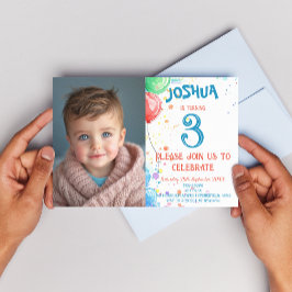 Convite Crianças Desenhando Balões e Festa de aniversário 