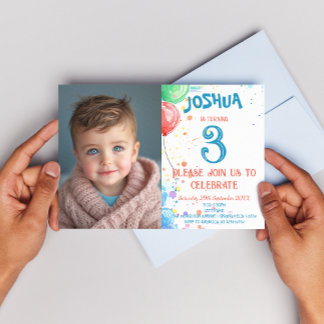 Convite Crianças Desenhando Balões e Festa de aniversário 