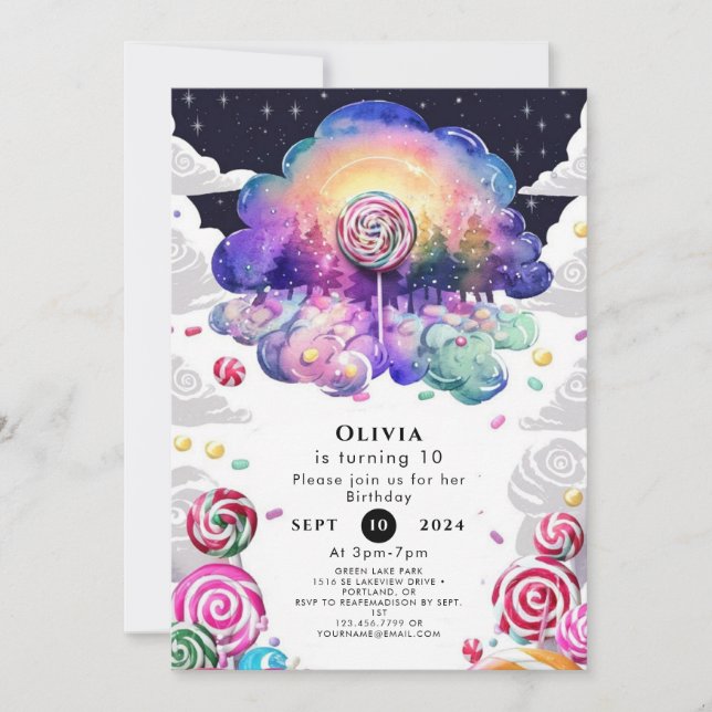 Convite Crianças divertidas Candyland Birthday (Frente)