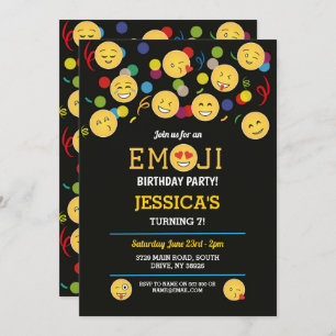 Convite Crianças do aniversário do divertimento de Emoji