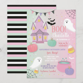 Convite Crianças do Boo Halloween, Rosa, são fantasmas