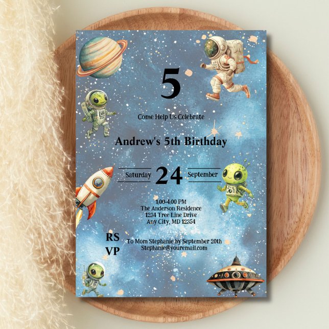 Convite Crianças do Espaço Aliens Planetas Astronautas Boi (Boys Birthday Invite, Space Kids, Aliens, Astronauts, Planets, Rockets Spaceship. Printed or Digital)